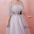 Plus Size Gray Tulle Strapless Appliques Prom Dress