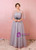 Plus Size Gray Tulle Strapless Appliques Prom Dress