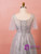 Plus Size Silver Gray Tulle Short Sleeve Prom Dress