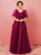 Plus Size Burgundy V-neck Appliques Prom Dress