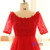 Plus Size Red Tulle Appliques Short Sleeve Prom Dress