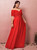 Plus Size Red Chiffon Off the Shoulder Short Sleeve Prom Dress