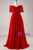 Plus Size Red Chiffon Off the Shoulder Short Sleeve Prom Dress