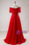 Plus Size Red Chiffon Off the Shoulder Short Sleeve Prom Dress