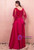 Plus Size Satin Red V-neck Appliques Beading Prom Dress