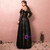 Plus Size Black Lace Long Sleeve Prom Dress With Belt