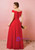 Plus Size Red Tulle Lace Off the Shoulder Prom Dress