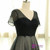 Plus Size Black Tulle V-neck Appliques Prom Dress