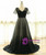 Plus Size Black Tulle V-neck Appliques Prom Dress