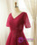 Plus Size Burgundy Tulle Pleats V-neck Prom Dress