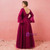 Plus Size Burgundy Tulle Lace Long Sleeve Prom Dress