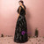 Plus Size Black Star Print V-neck Prom Dress With Belt