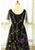 Plus Size Black Star Print V-neck Prom Dress With Belt