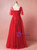 Plus Size Red Tulle Appliques V-neck Prom Dress