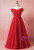 Plus Size Red Tulle Appliques Off the Shoulder Prom Dress