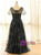 Plus Size Black Tulle Sequins V-neck Prom Dress