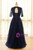 Plus Size Navy Blue Tulle Lace V-neck Beading Prom Dress