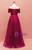 Plus Size Burgundy Appliques Beading Short Sleeve Prom Dress