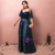 Plus Size Navy Blue Tulle Sequins Prom Dress