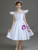 White Satin Beading Bow Flower Girl Dress