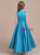 Sweet Blue Satin Flower Girl Dress With