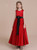Cheap Red Satin Flower Girl Dress With Black Sash