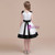 White Satin Black Appliques Short Flower Girl Dress