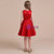 Red Satin Bow Knee Length Flower Girl Dress