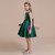 Drak Green Satin Sequins Bow Flower Girl Dress