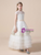 White Tulle Appliques Cap Sleeve Flower Girl Dress