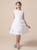White Tulle Sequins Tiers Short Flower Girl Dress With Bow