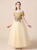 Gold Yellow Tulle Off the Sholuder Appliques Flower Girl Dress