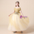 Gold Yellow Tulle Off the Sholuder Appliques Flower Girl Dress