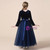 Navy Blue Velvet Tulle Long Sleeve Flower Girl Dress