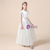 White Satin Scoop Cap Sleeve Flower Girl Dress