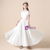 White Satin Scoop Cap Sleeve Flower Girl Dress