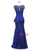 Royal Blue Mermaid Lace Appliques Crystal Mother Dress