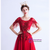 In Stock:Ship in 48 Hours Red Beading Cap Sleeve Prom Dress