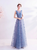In Stock:Ship in 48 Hours Blue Pleats Beading Prom Dress