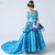 In Stock:Ship in 48 Hours Blue Sequins Appliques Flower Girl Dress