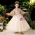 In Stock:Ship in 48 Hours Champagne Tulle Appliques Flower Girl Dress