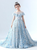 In Stock:Ship in 48 Hours Blue Cap Sleeve Flower Girl Dress