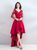 In Stock:Ship in 48 Hours Red Satin Hi Lo Prom Dress