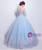 In Stock:Ship in 48 hours Blue Pleats Long Sleeve Quinceanera Dress