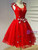 In Stock:Ship in 48 hours Red V-neck Appliques Short Dress