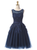In Stock:Ship in 48 hours Navy Blue Tulle Appliques Beading Dress