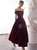 Burgundy Velvet Off the Shoulder Prom Dress