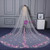 Single Layer Stereo Wave Edge Yarn Purple Appliques Veil