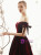 Dark Burgundy Velvet Prom Dress With Bow