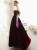 Dark Burgundy Velvet Prom Dress With Bow